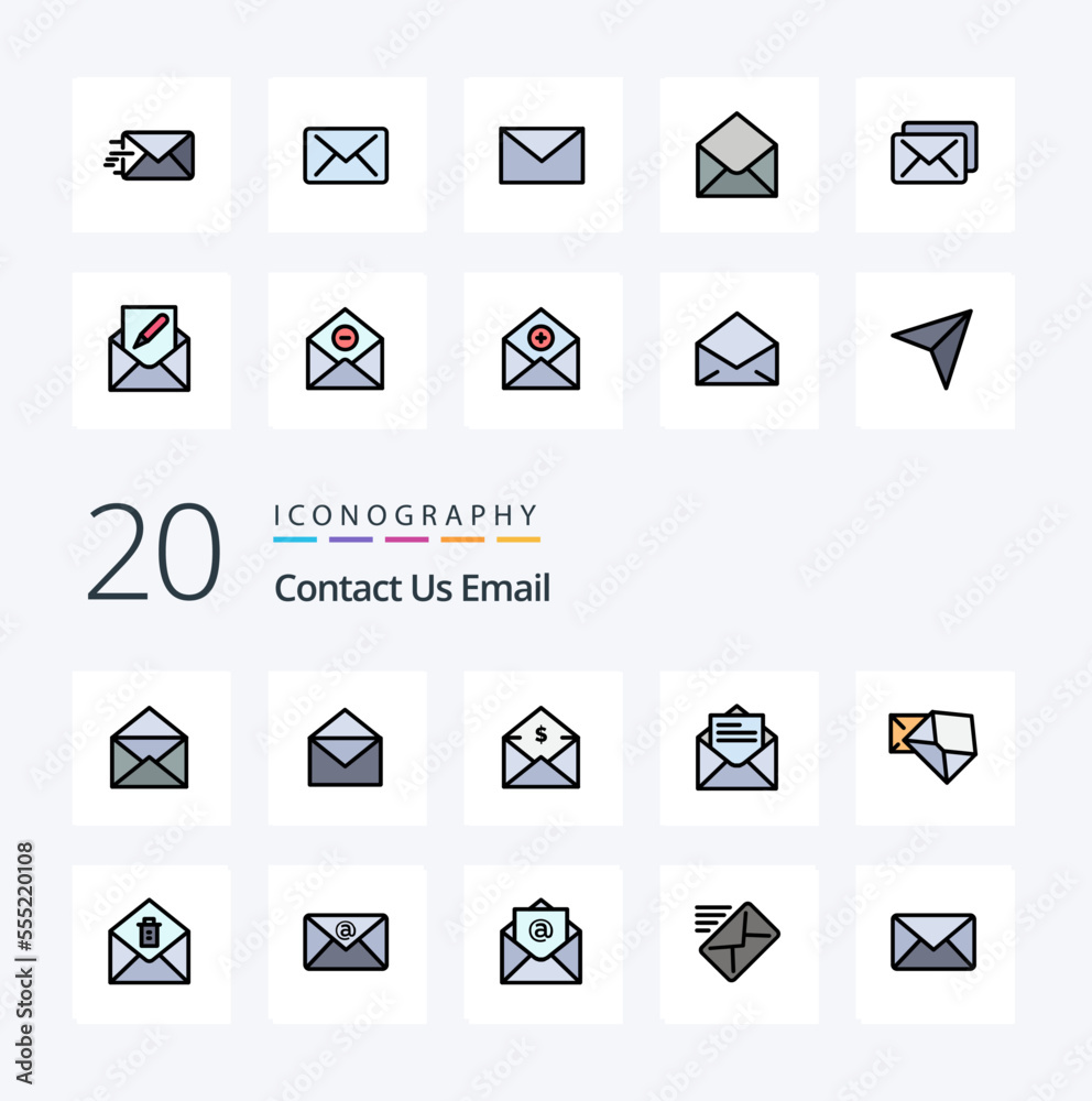 20 Email Line Filled Color icon Pack like deletemail communication mail mail email