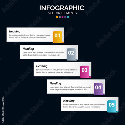 5 Option Infographics diagram annual report web design Business concept steps or processes © Muhammad