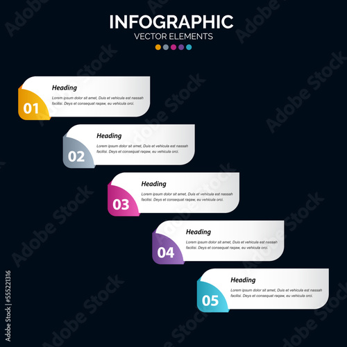 5 Steps Infographics design vector and marketing can be used for workflow layout