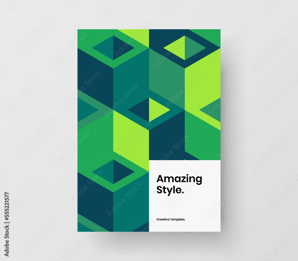 Premium mosaic hexagons book cover template. Vivid presentation A4 design vector illustration.