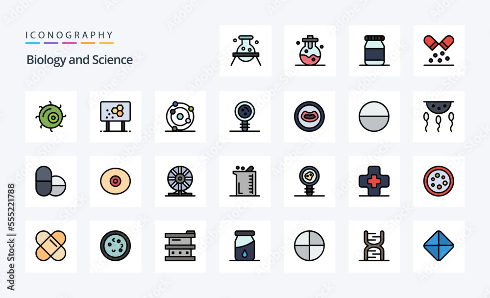 25 Biology Line Filled Style icon pack