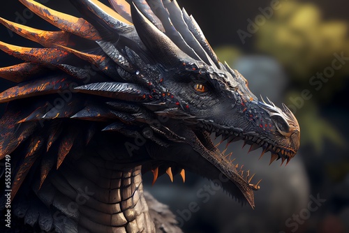 Dragon fantasy concept art mythological creature. Generative AI © Pixel Matrix