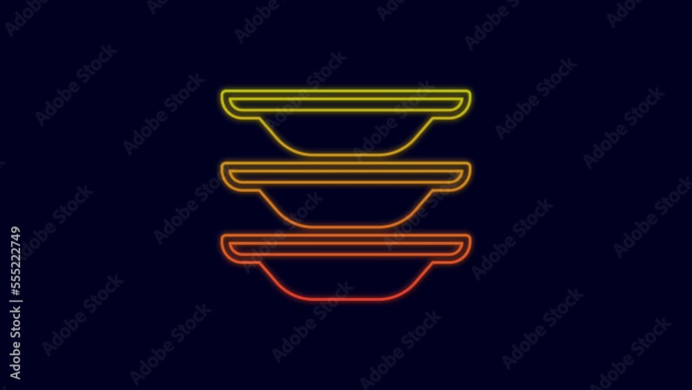 Glowing neon line Washing dishes icon isolated on blue background. Cleaning dishes icon. Dishwasher sign. Clean tableware sign. 4K Video motion graphic animation Glowing neon line Washing dishes icon isolated on blue background. Cleaning dishes icon. Dishwasher sign. Clean tableware sign. 4K Video motion graphic animation