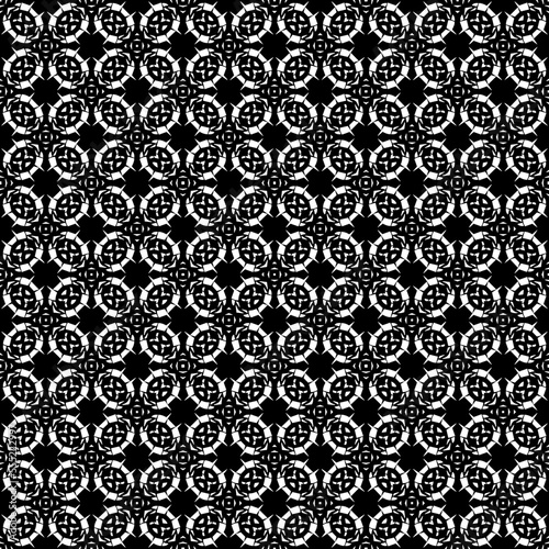 Black and white seamless pattern texture. Greyscale ornamental graphic design. Mosaic ornaments. Pattern template. Vector illustration. EPS10.