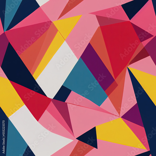 Vivid Repeatable Geometric Pattern with Bold Colors, pink and red hues.