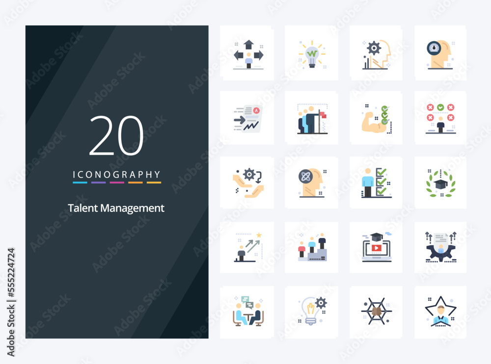 20 Talent Management Flat Color icon for presentation