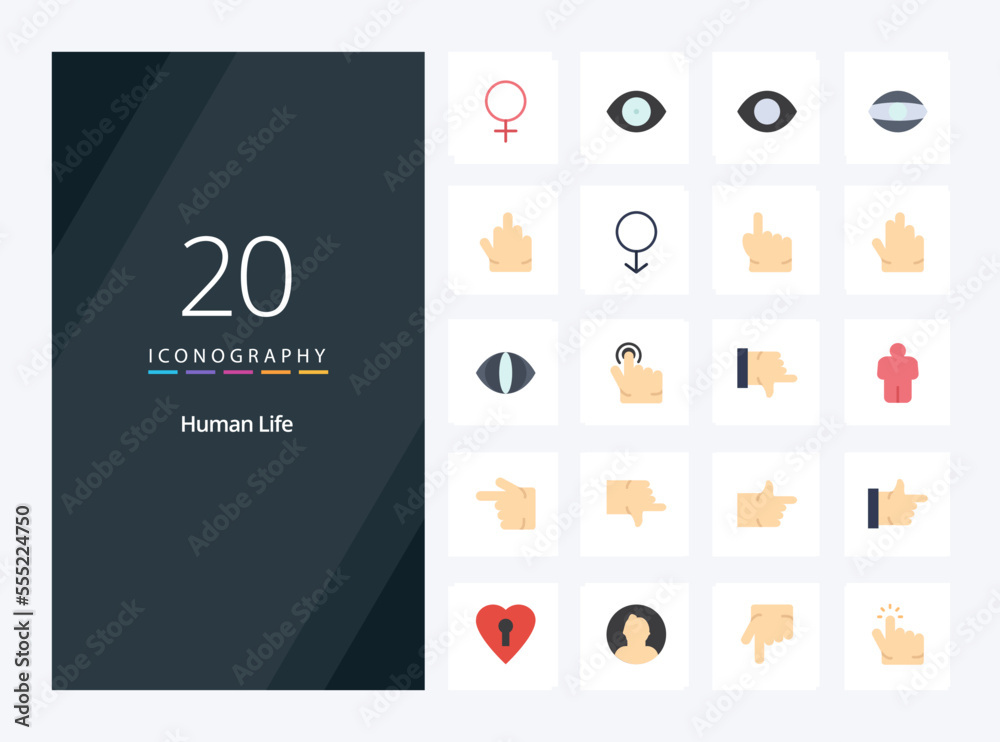 20 Human Flat Color icon for presentation