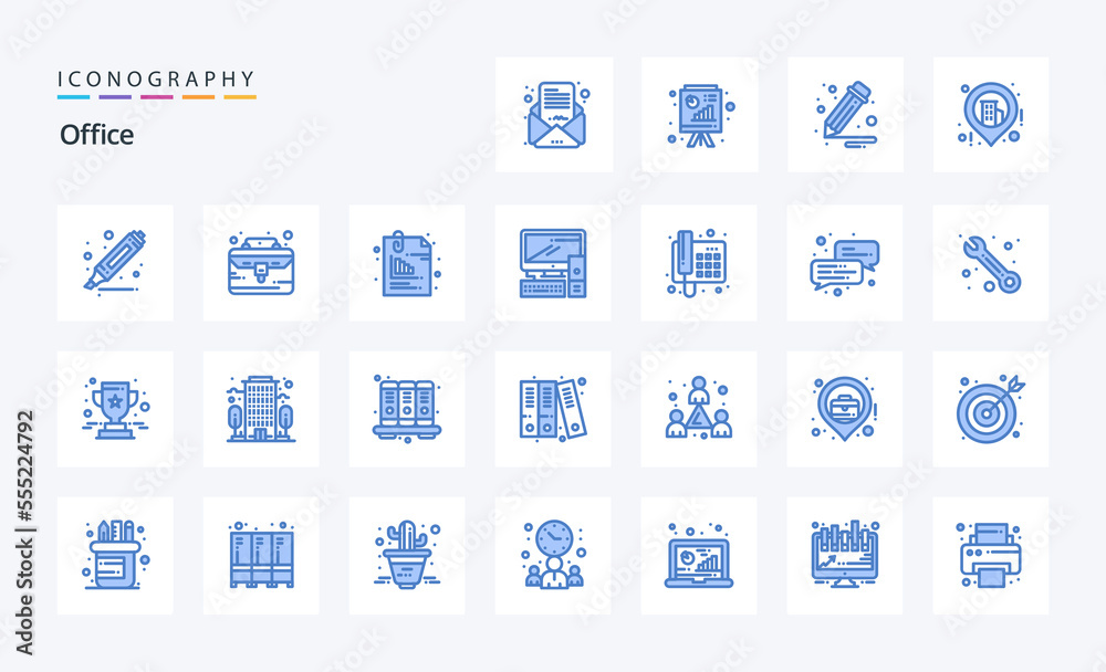 25 Office Blue icon pack