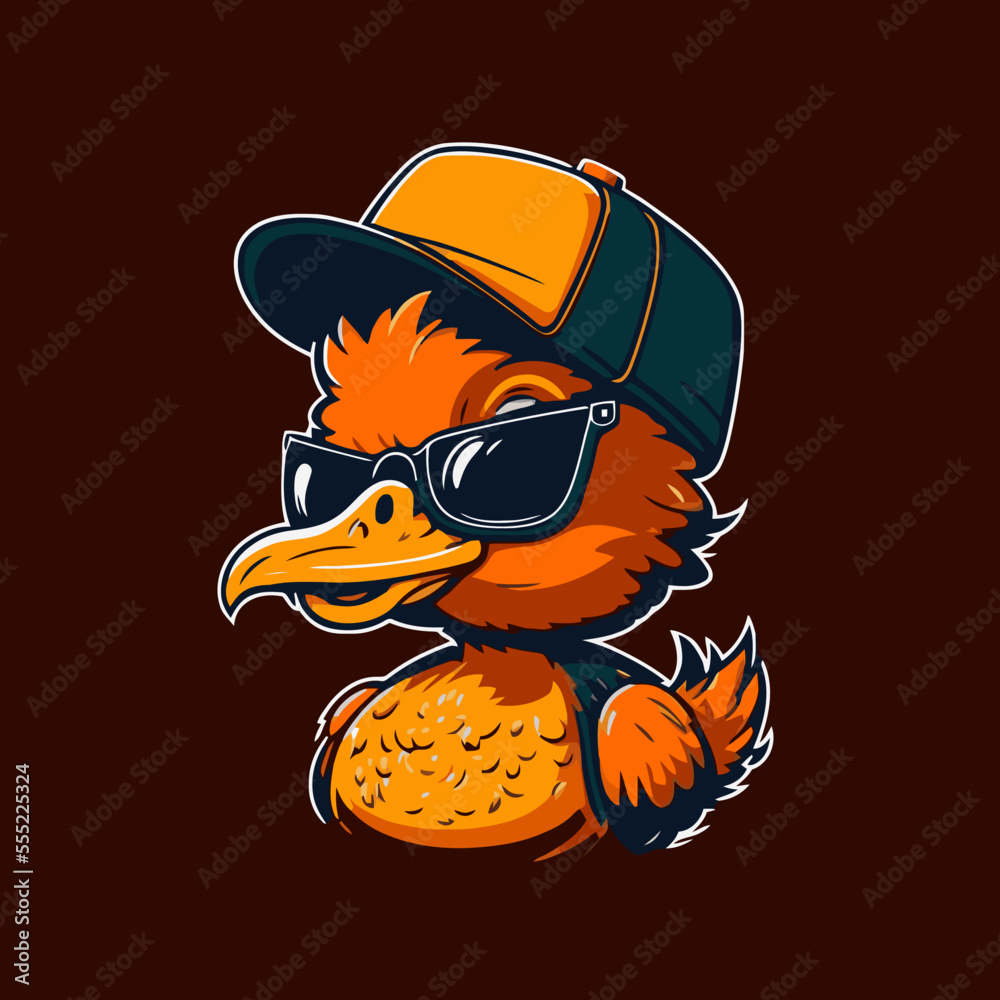 Fototapeta premium cool duck or goose character logo mascot icon for branding in cartoon vector