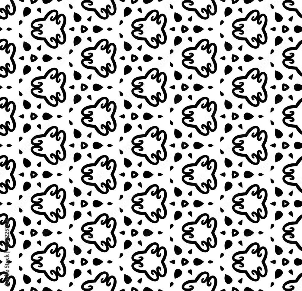 Black and white seamless pattern texture. Greyscale ornamental graphic design. Mosaic ornaments. Pattern template. Vector illustration. EPS10. Black and white seamless pattern texture. Greyscale ornamental graphic design. Mosaic ornaments. Pattern template. Vector illustration. EPS10.