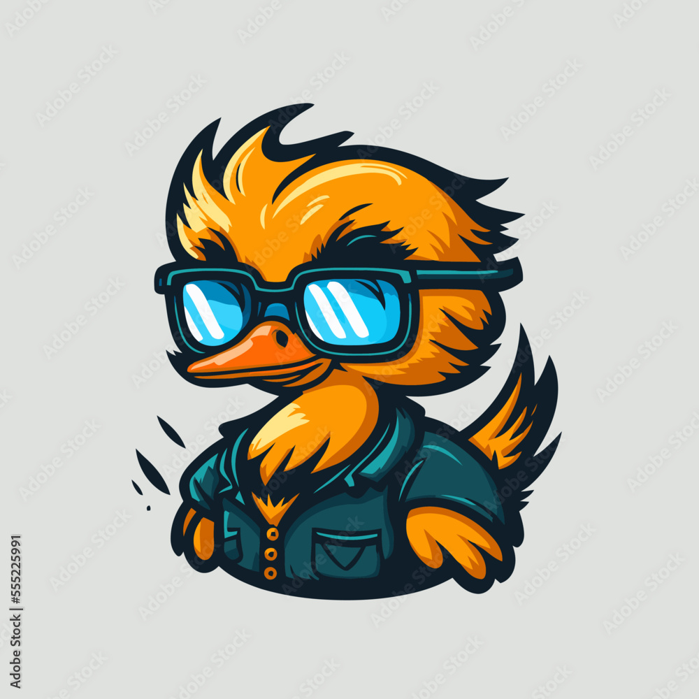 cool duck or goose character logo mascot icon for branding in cartoon vector cool duck or goose character logo mascot icon for branding in cartoon vector