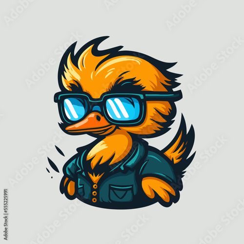 cool duck or goose character logo mascot icon for branding in cartoon vector