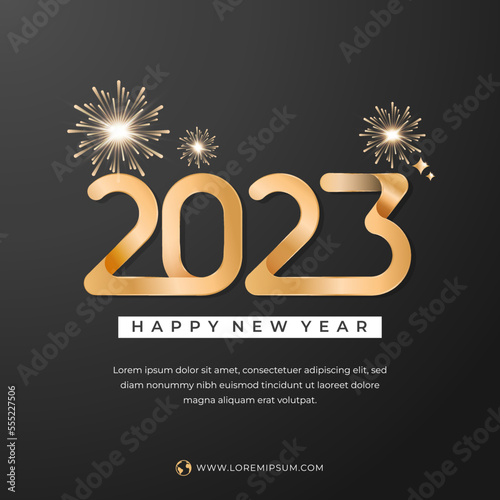 2023 Happy new year square banner template design. Usable for social media post, card, and web