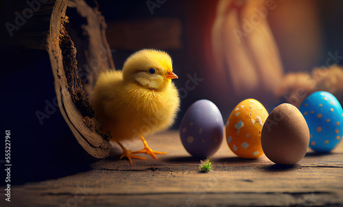 easter chicken and eggs, generative ai