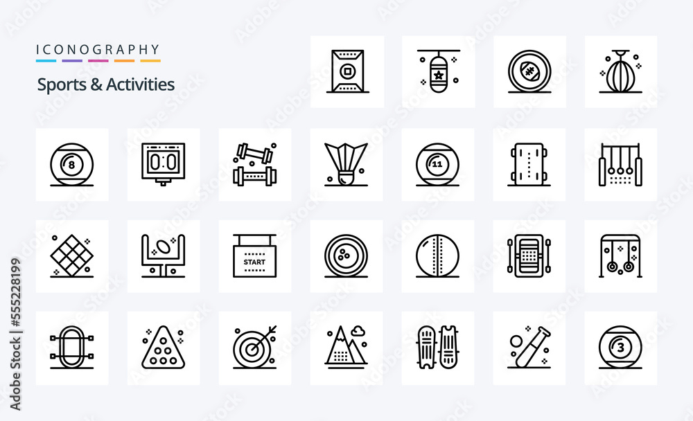 25 Sports  Activities Line icon pack