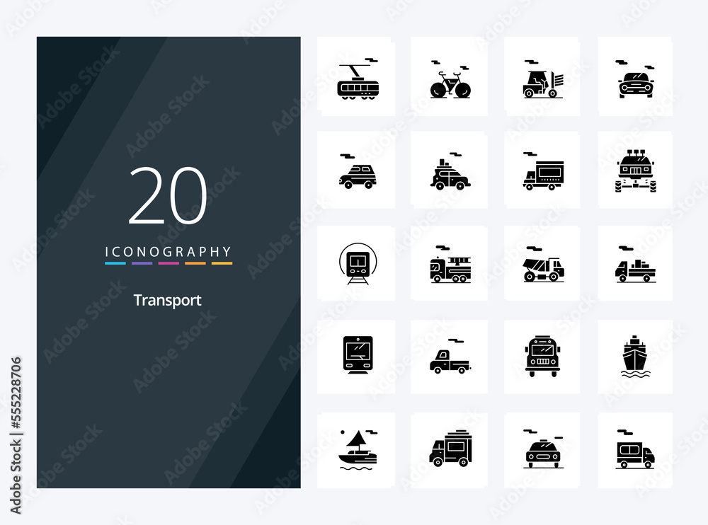 20 Transport Solid Glyph icon for presentation