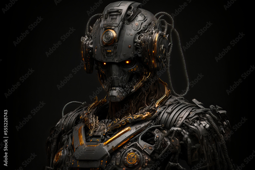 Stockillustratie Robots. Soldier Robot hyper realistic. Conceptual
