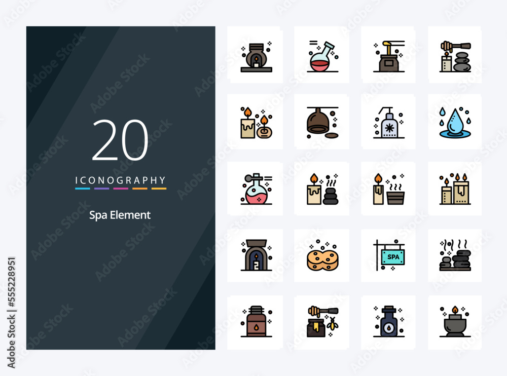 20 Spa Element line Filled icon for presentation