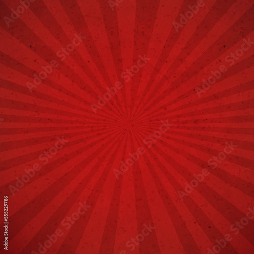 Vintage Red Sunburst Poster With Rays