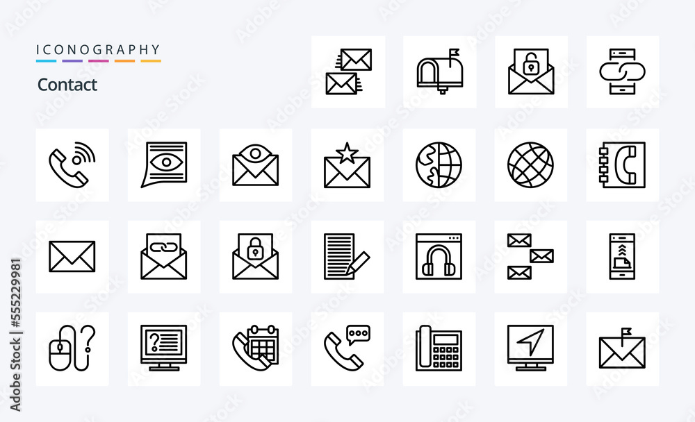 25 Contact Line icon pack