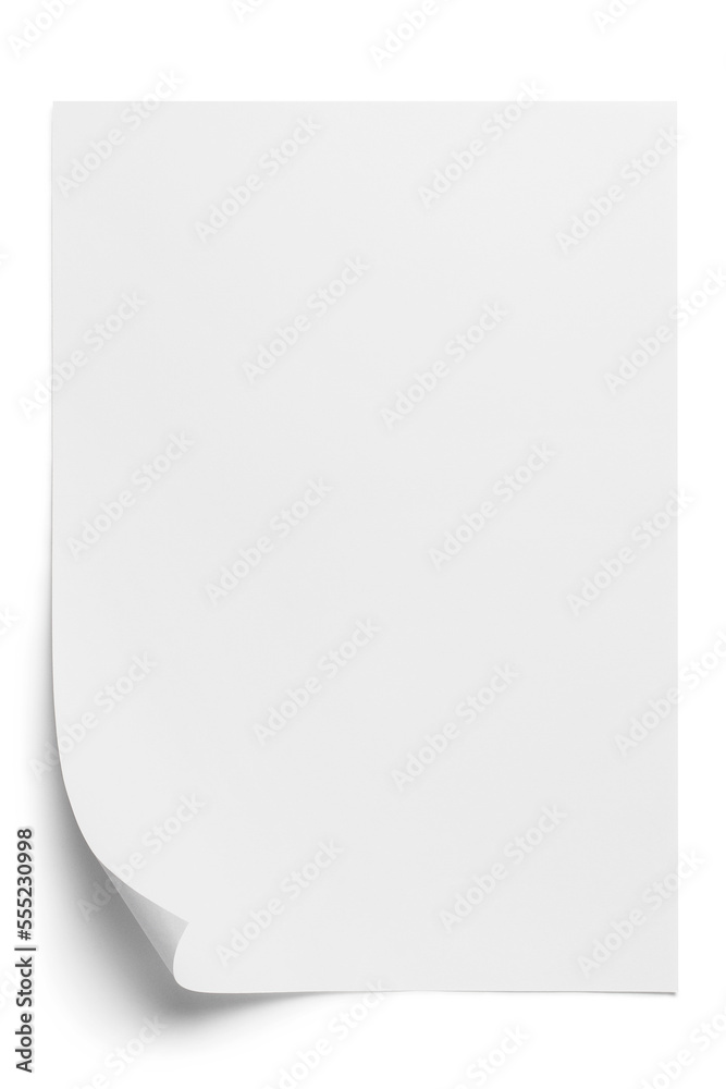 Blank bended A4 paper sheet, isolated on white background Blank bended A4 paper sheet, isolated on white background