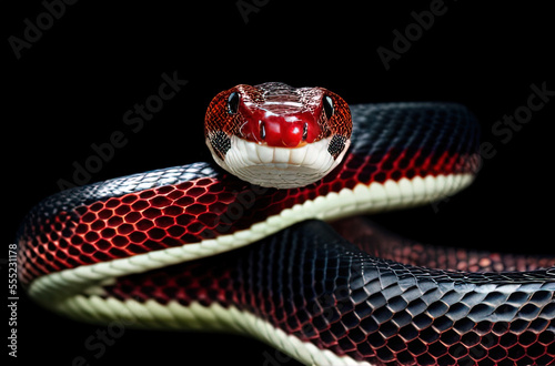 photo of a snake on a black background