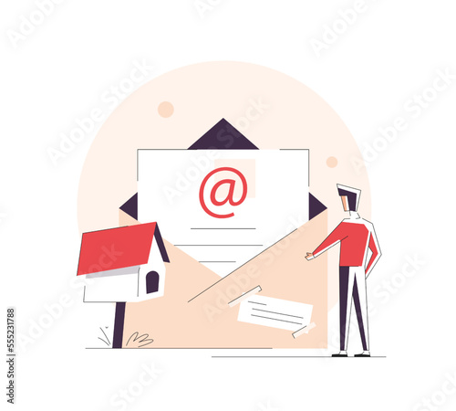 Email and messaging,Email marketing campaign,Working process, New email message,flat design icon vector illustration