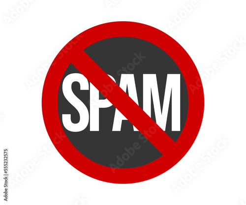 Free Download Isolated white text, Spam, under a red stop sign outline, gray background.
 - GFXLoad