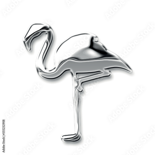 shinny chrome silver metalic effect flamingo