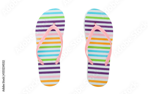 Colorful flip flops isolated on white background.
