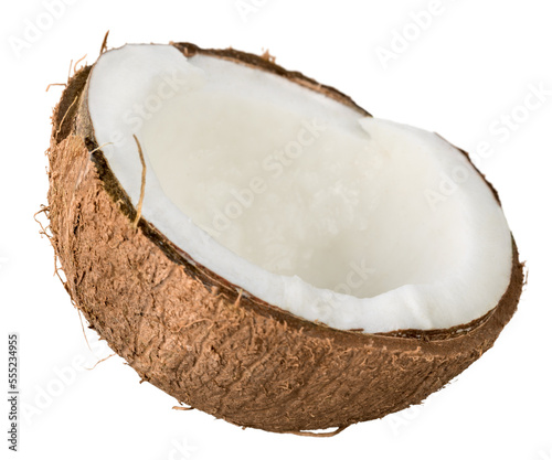 Fresh white cracked or cut coconut