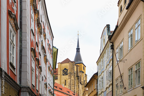 Spire of an old classical building. Background with selective focus