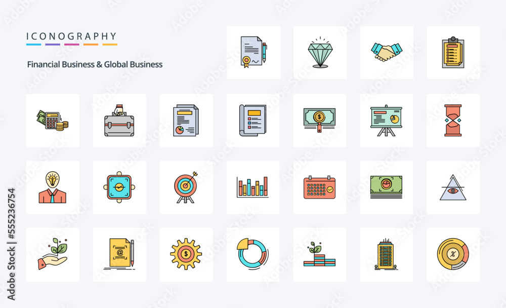 25 Financial Business And Global Business Line Filled Style icon pack