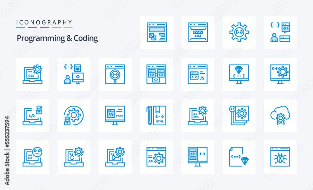 25 Programming And Coding Blue icon pack