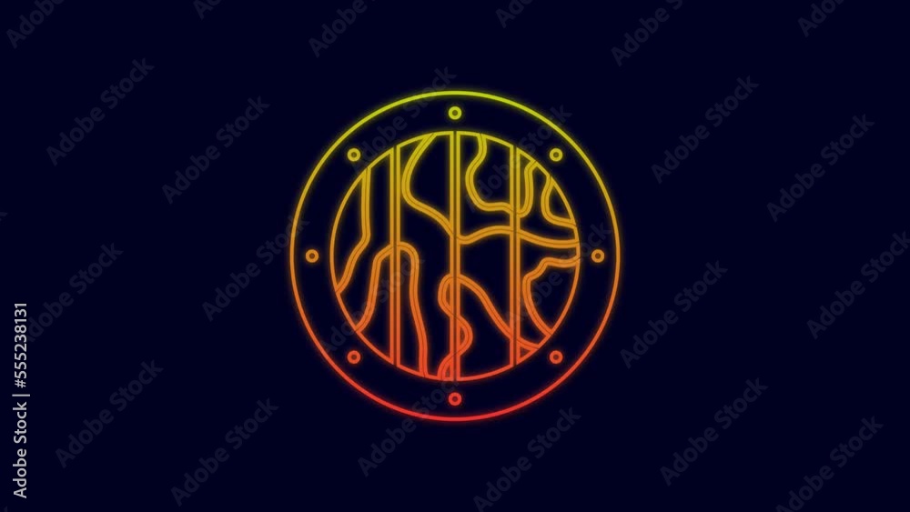 Glowing neon line Round wooden shield icon isolated on blue background. Security, safety, protection, privacy, guard concept. 4K Video motion graphic animation Glowing neon line Round wooden shield icon isolated on blue background. Security, safety, protection, privacy, guard concept. 4K Video motion graphic animation