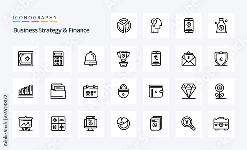 25 Business Strategy And Finance Line icon pack