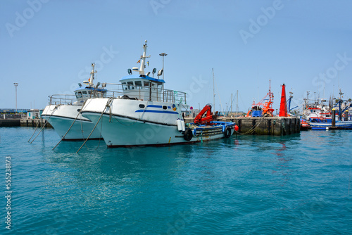 Ships in Los Cristianos port, Tenerife, Spain