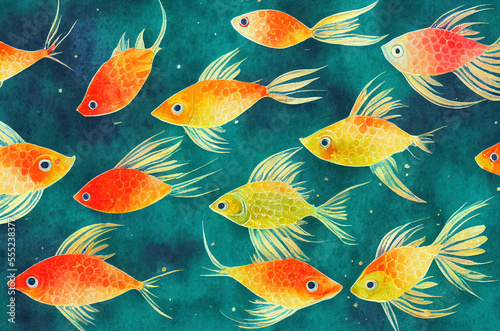 pattern with goldfish