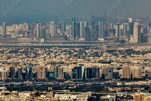 Panoramic top view of Dubai city in UAE