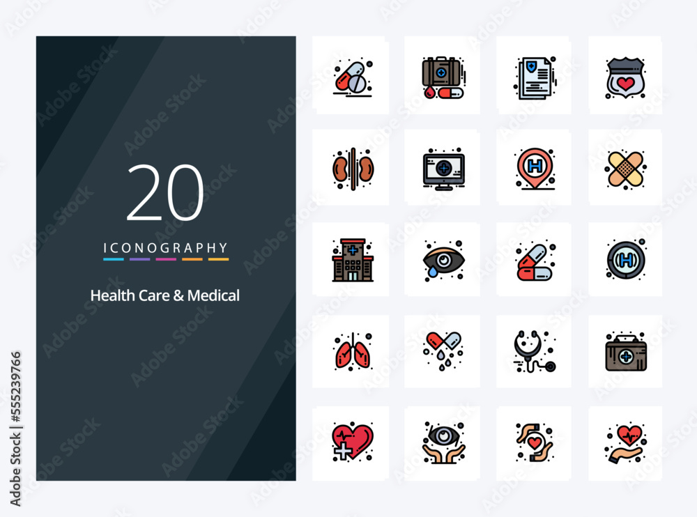 20 Health Care And Medical line Filled icon for presentation