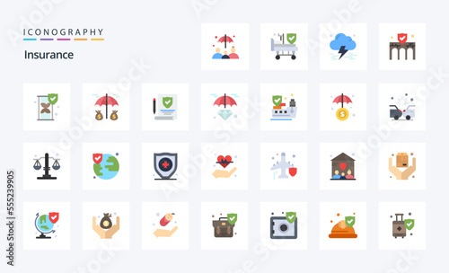 25 Insurance Flat color icon pack