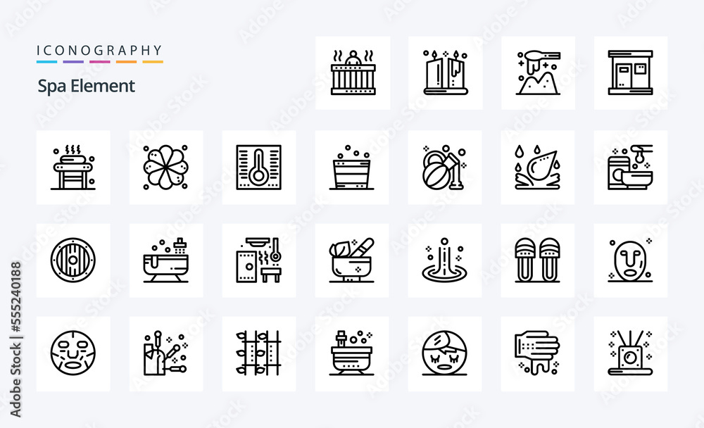25 Spa Element Line icon pack