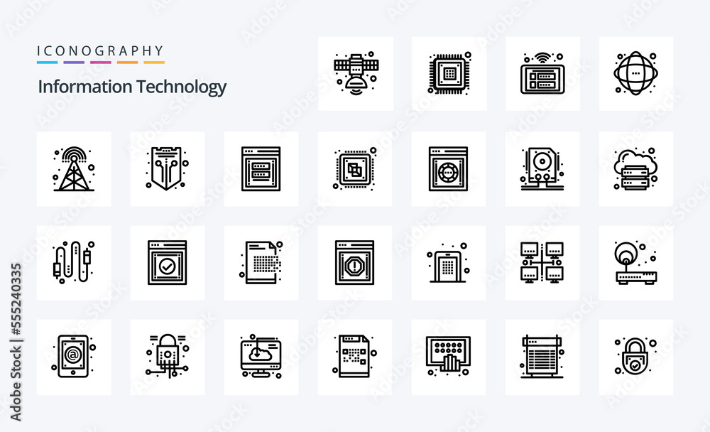 25 Information Technology Line icon pack