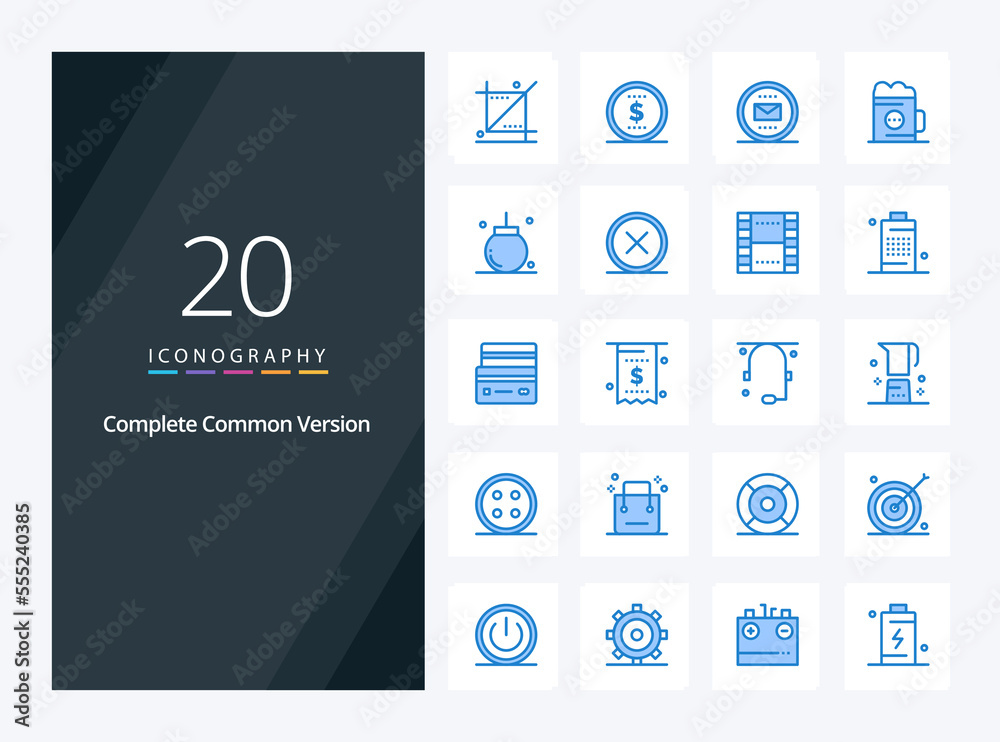 20 Complete Common Version Blue Color icon for presentation