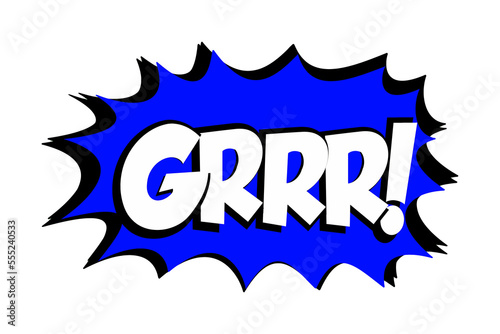Isolated comic strip speech bubble cartoon with the word Boom. White text, blue shape. 