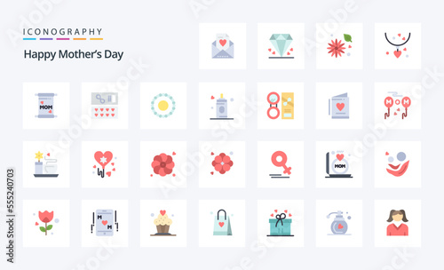 25 Happy Mothers Day Flat color icon pack