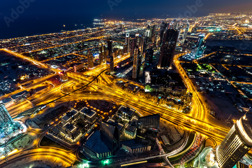 Night panoramic view of Dubai city in UAE © 279photo