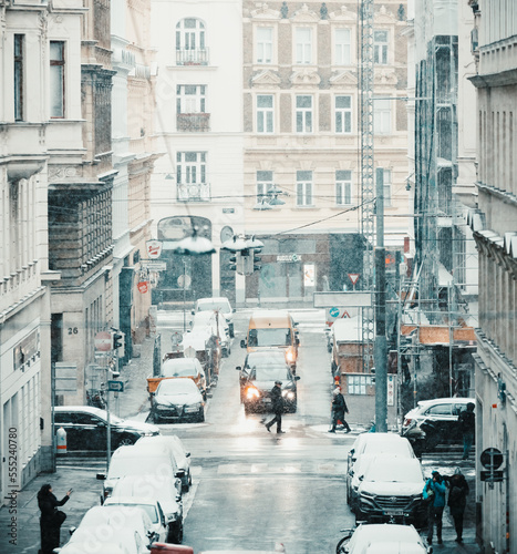 Vienna, Austria: street view in the city on a winter day