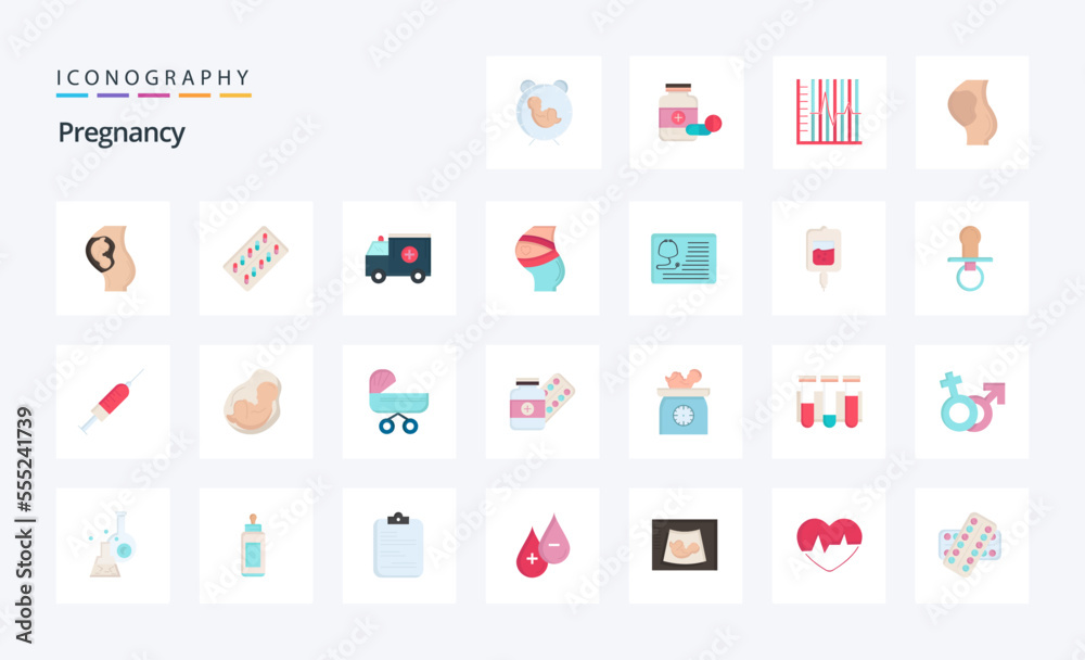 25 Pregnancy Flat color icon pack
