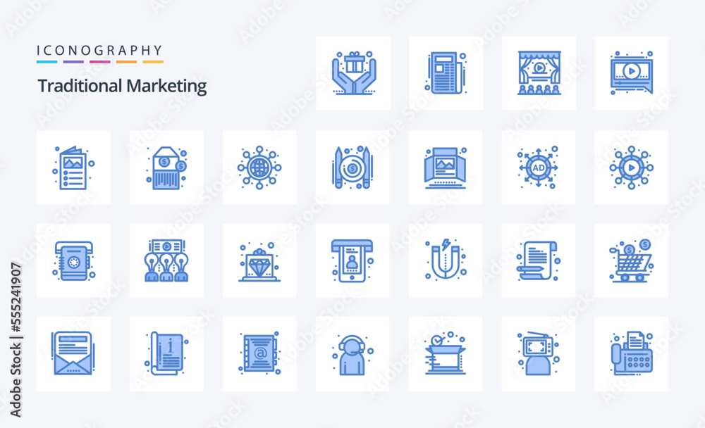 25 Traditional Marketing Blue icon pack